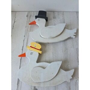 Vintage wooden duck decor male female hat unique cottage core Grandma core